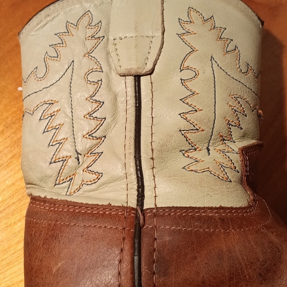 Old West Kids' Cowboy Boots - Brown and Cream Toddler Size 075 - Picture 9 of 9